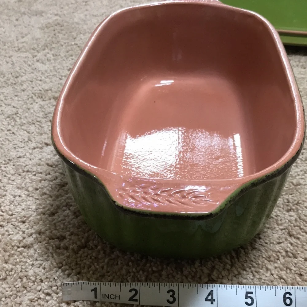 CERAMIC green oval shaped casserole